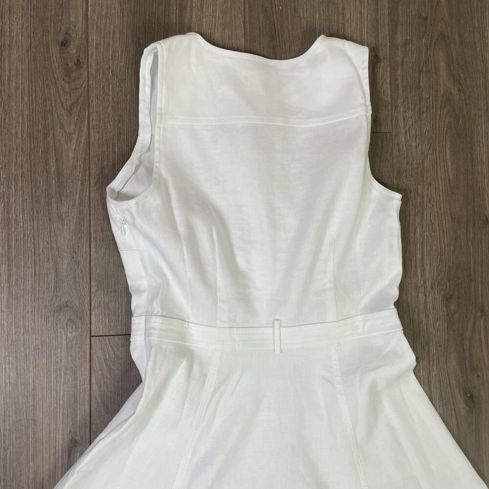 J. Crew Factory White Sleeveless Midi Dress with Gold Buttons - Picture 5 of 7